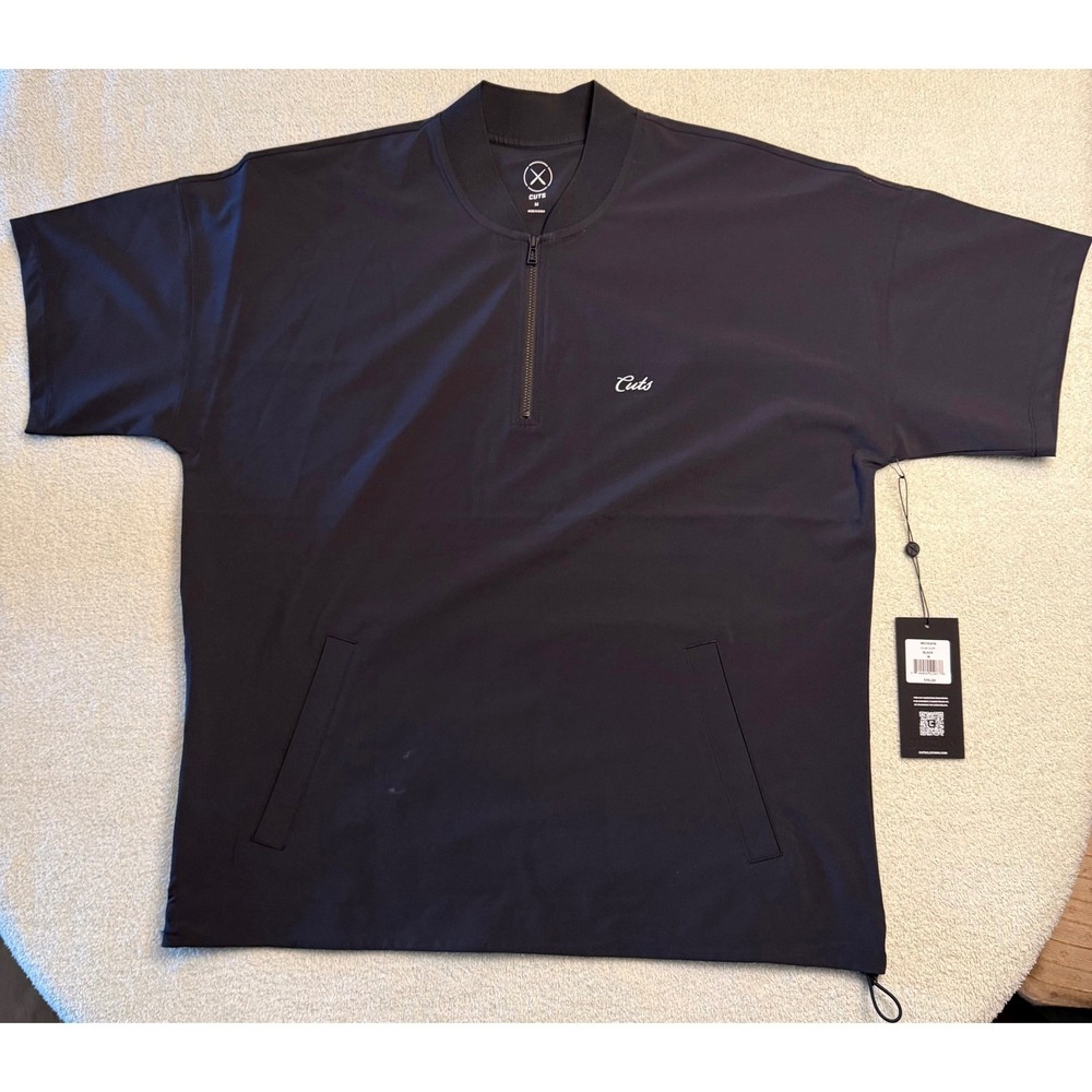 Cuts Clothing Club Q-Zip Short Sleeve Pullover Black Mens Medium Quarter Zip
